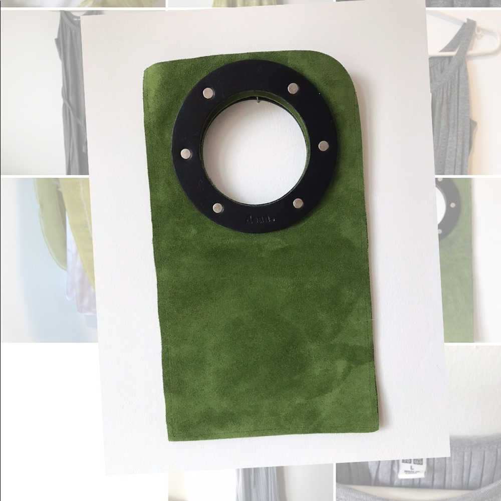 DeanLA bag, suede, circle handle clutch